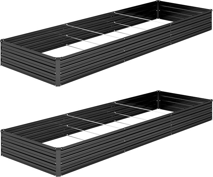 2PCS 12x4x1FT Galvanized Raised Garden Bed Kit, Vegetable Boxes-Rectangle Metal by DIIYIV