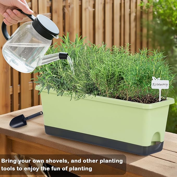 Window Box Planter 4 Packs, 17 Inches Rectangle Flower Pots - Image 3