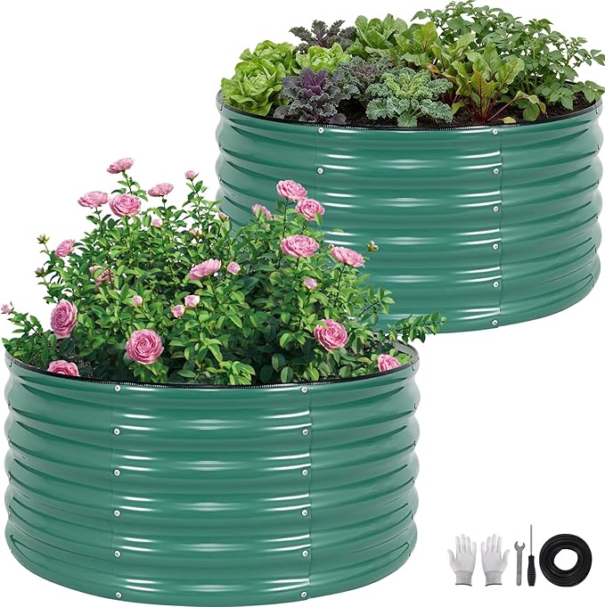 ZORMY Galvanized Raised Garden Bed Outdoor, Round Metal Planter Boxes 2 Pcs by ZORMY