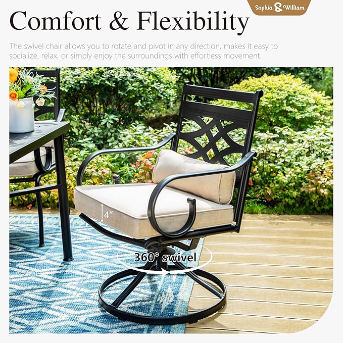 Sophia & William Patio Table and Chairs Set 9 Piece, 8 Swivel Chairs - Image 3