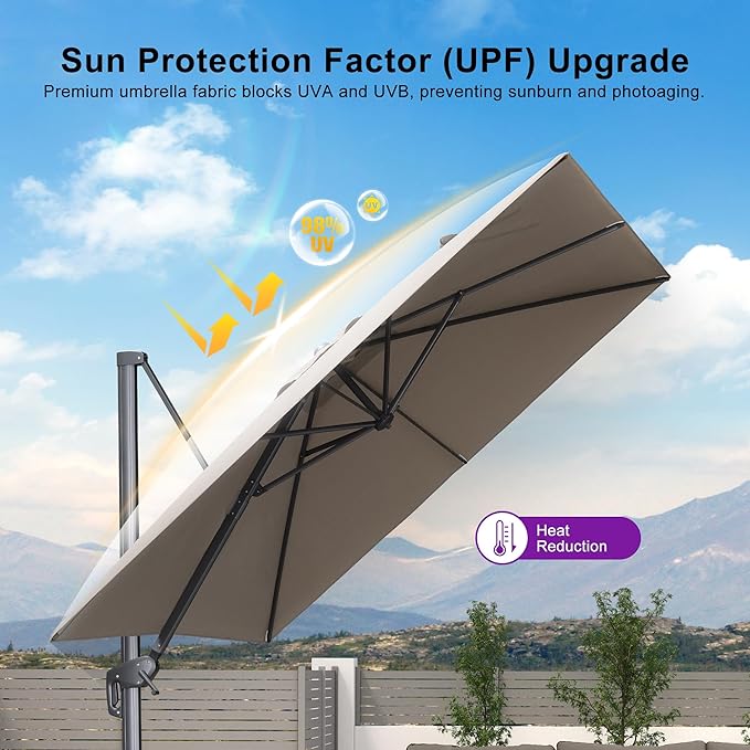 PURPLE LEAF Patio Umbrella 9' X 11.5' Rectangle Cantilever Umbrella Large - Image 6