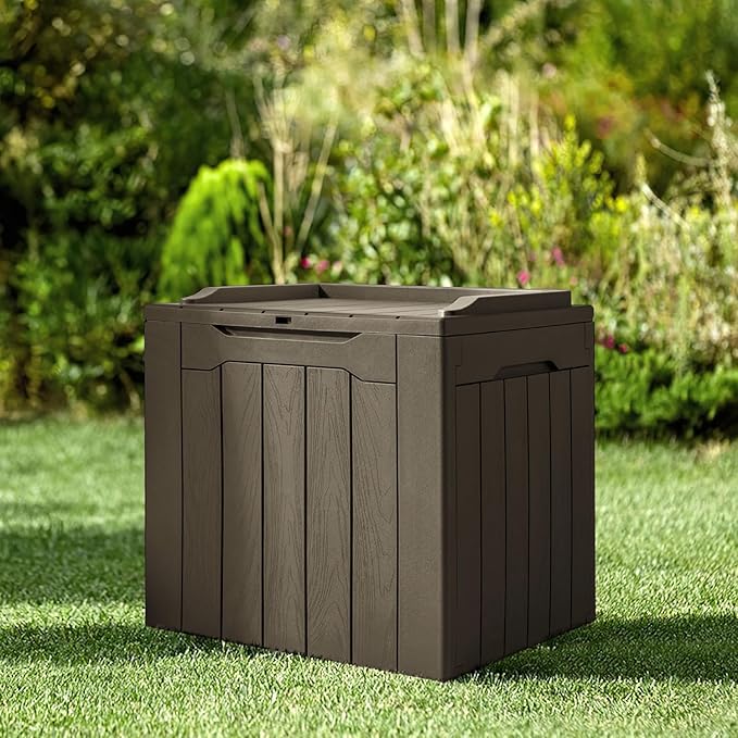 JUMMICO 31 Gallon Resin Deck Box Waterproof Indoor Outdoor Storage Boxes - Image 4