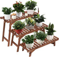 Ufine Freestanding 3 Tier Ladder Shelf Wood Plant Stand Indoor Outdoor Plant by Ufine