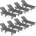 SERWALL Outdoor Chaise Lounge Set of 8, HDPE Pool Lounge Chairs by SERWALL