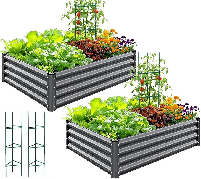Quictent Galvanized Raised Garden Bed 4x3x1 Ft Metal Planter Box by QUICTENT