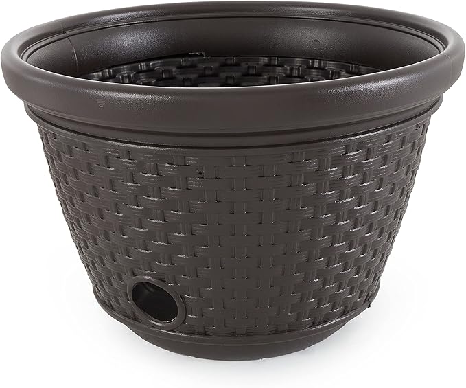 Suncast 6 Pack Decorative Wicker Garden Hose Holder Pot - Image 2