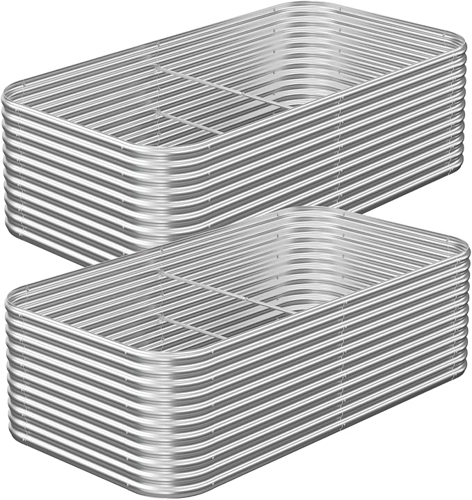 2 Pack Tall 8x4FT Corrugated Galvanized Steel Raised Garden Bed Outdoor by CATMANOR