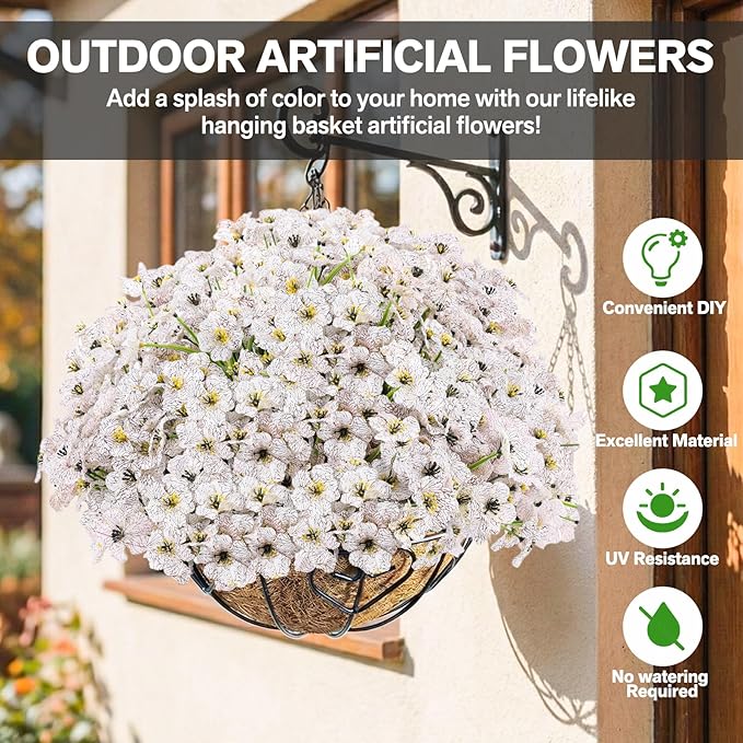 22 Pack Artificial Flowers Outdoor Fake Plants, Faux Flowers UV Resistant - Image 2