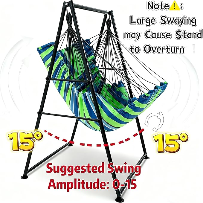 Hammock Chair Stand with X-Large Swing Chair with Footrest，Anti-Tip Thickened - Image 4