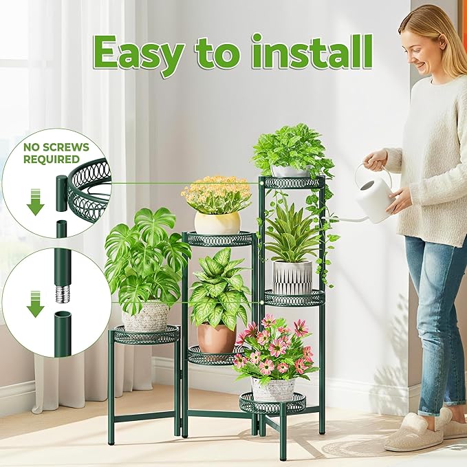 Metal Plant Stands Indoor Outdoor, 6 Tier Plant Stand Corner Plant Shelf - Image 6