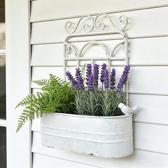 Rustic Metal Wall Planter Vintage Wall Mounted Flower Pot Distressed Wall - Image 6