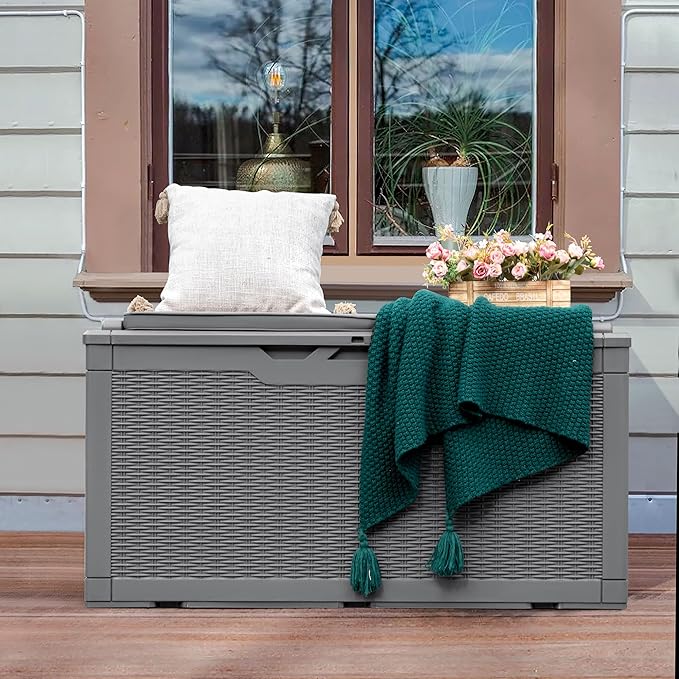 Greesum 100 Gallon Resin Deck Box Large Outdoor Storage - Image 2