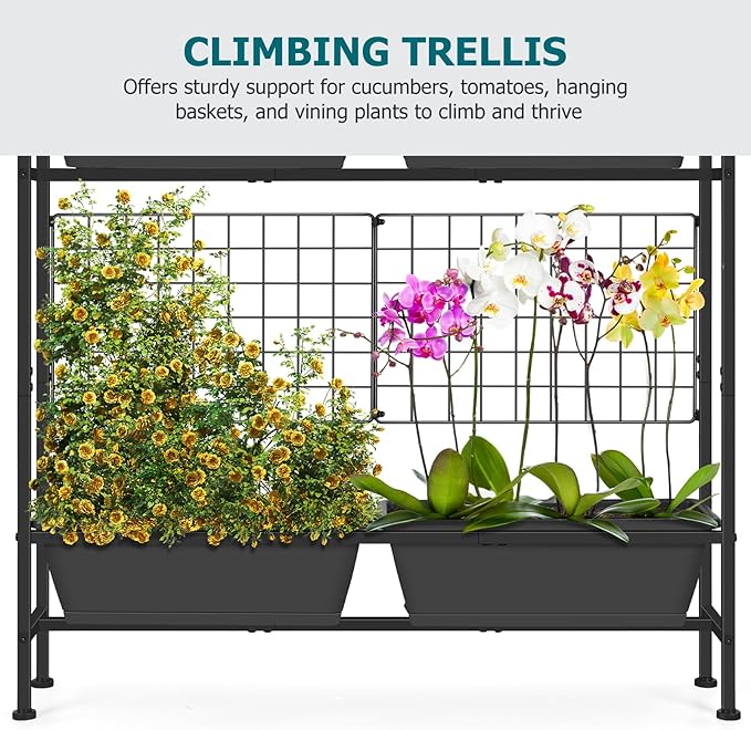 OYEAL Raised Garden Bed with Legs & Trellis, Vegetables - Image 4