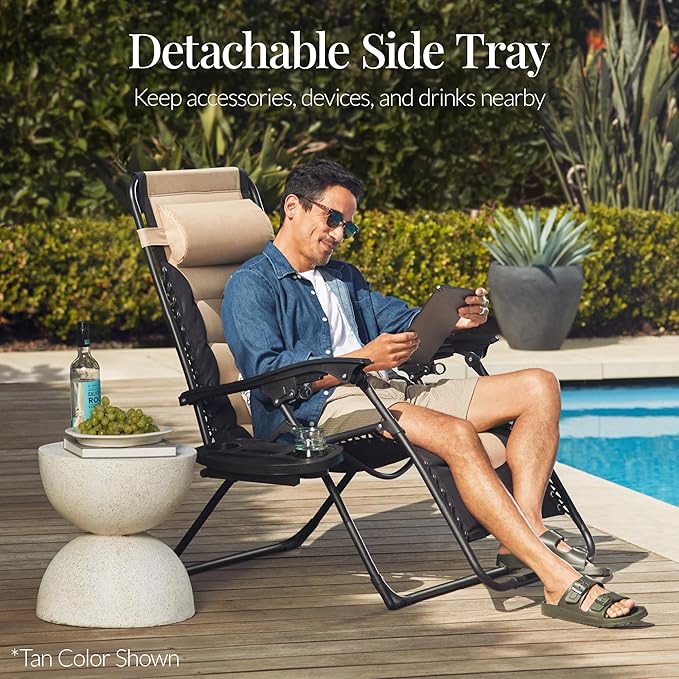 Best Choice Products Oversized Padded Zero Gravity Chair, Folding Outdoor Patio - Image 8