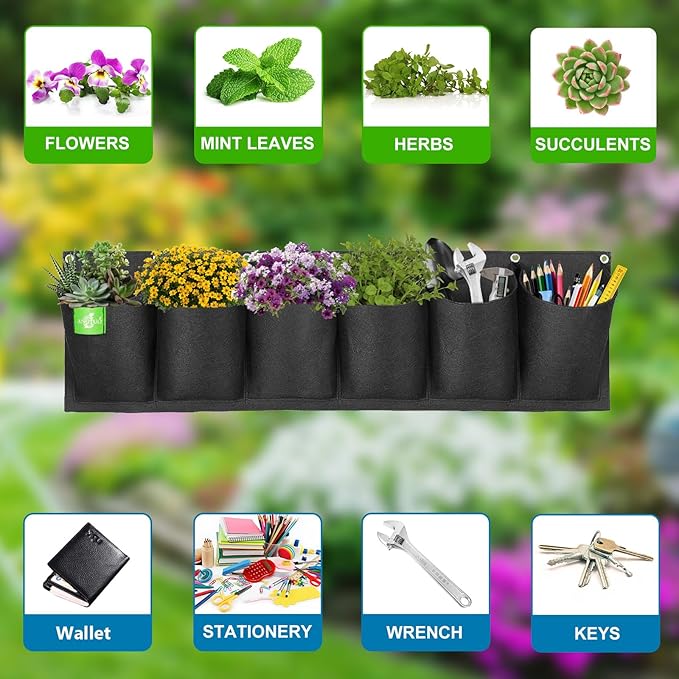 ANGTUO 6 Pockets Hanging Planters - Image 3