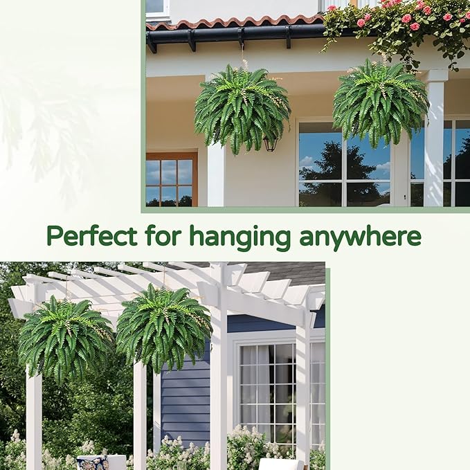 49” Artificial Ferns for Outdoors Planter, 128 Leaves per Fern, Large Lush Fake - Image 7