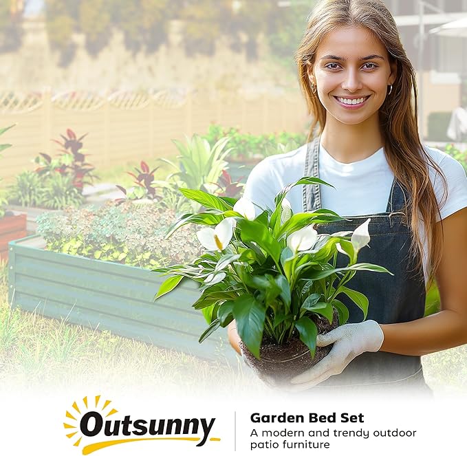 Outsunny Galvanized Raised Garden Bed, - Image 6