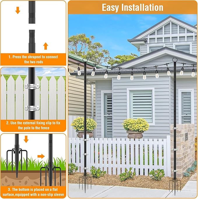 AILBTON 4 Pack 2.8Ft String Light Poles, Light Poles - Image 4