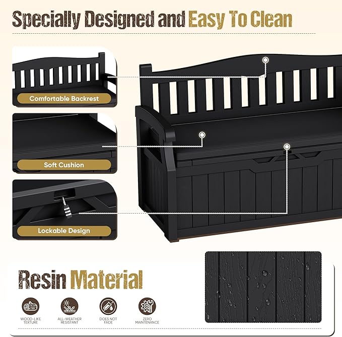 80-Gallon Outdoor Storage Bench - Image 6