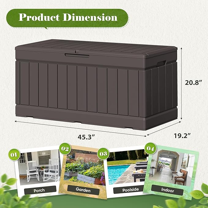 Flamaker Outdoor Storage Box 80 Gallon Resin Waterproof Deck Box Delivery Box - Image 3