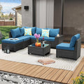 7 Pieces Patio Furniture Set All-Weather Outdoor Wicker Sectional Conversation by JOYURE