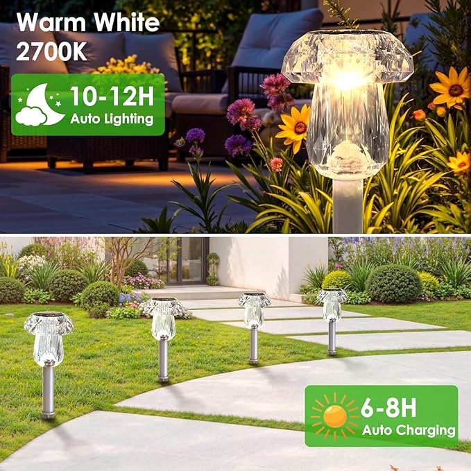 Mancra Solar Pathway Lights Outdoor, 16 Pack Dusk to Dawn Solar Lights Outdoor - Image 6