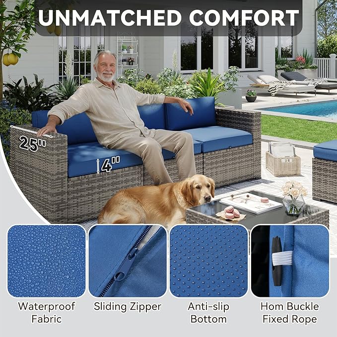 Aoxun Patio Furniture Sets, 15-Piece Outdoor Patio Furniture - Image 4