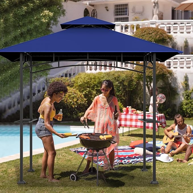 Grill Gazebo Replacement Top, 5 * 8 Outdoor BBQ Top Cover, Double Layer BBQ - Image 5