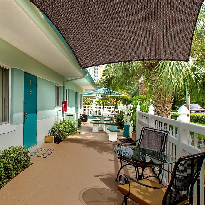Eden's Decor Straight Flat-Edged Sun Shade Sail Rectangular 15' x 22' Brown - Image 5