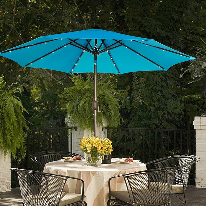 Blissun 9 ft Solar Umbrella, 32 LED Lighted Patio Umbrella, Table Market - Image 6