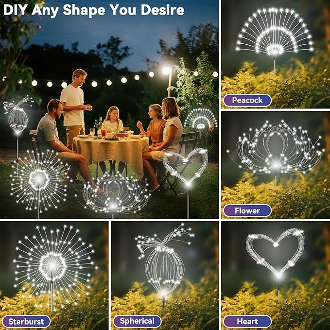 Garden Outdoor Lights, 4 Pack 120 LED Solar Garden Lights Fairy Lights Outdoor - Image 4