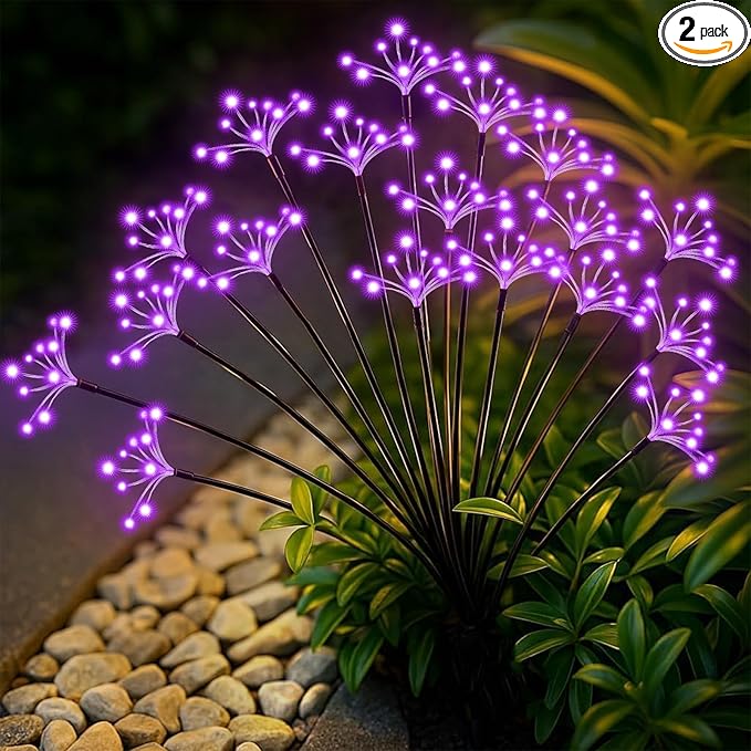 Solar Garden Lights 2 Pack Waterproof Solar Swaying Starburst Light Outdoor by Yaafen