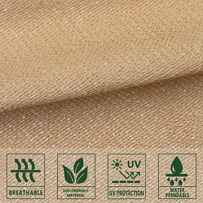 SUNLAX Sun Shade Sail 10' x 10' x 10' Sand Triangle Canopy Sail Shade Cover UV - Image 6