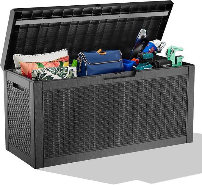 ROJIK Outdoor Storage Housing Deck Box, Waterproof Patio Furniture, Garden Tools by ROJIK