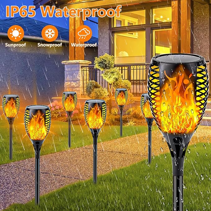 4 Pack Super Larger Size Solar Flame Torch Lights - Image 3