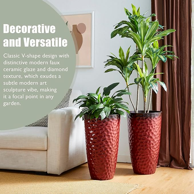 Glitzhome Large Planters for Outdoor Plant, 23.75" H Tall Outdoor Planter - Image 4