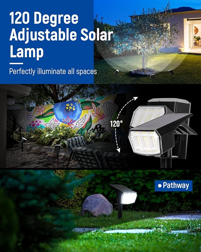 Solar Spot Lights Outdoor Waterproof 6 Pack IP65, 63 LED 3 Lighting Modes - Image 5