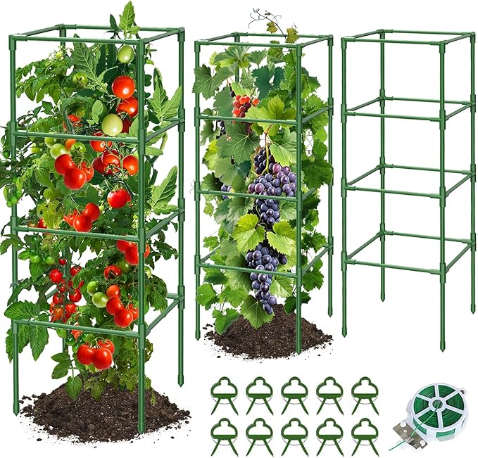 3 Pack Square Tomato Cages for Garden, 42 Inches Heavy Duty Metal Tomatoes - Image 7
