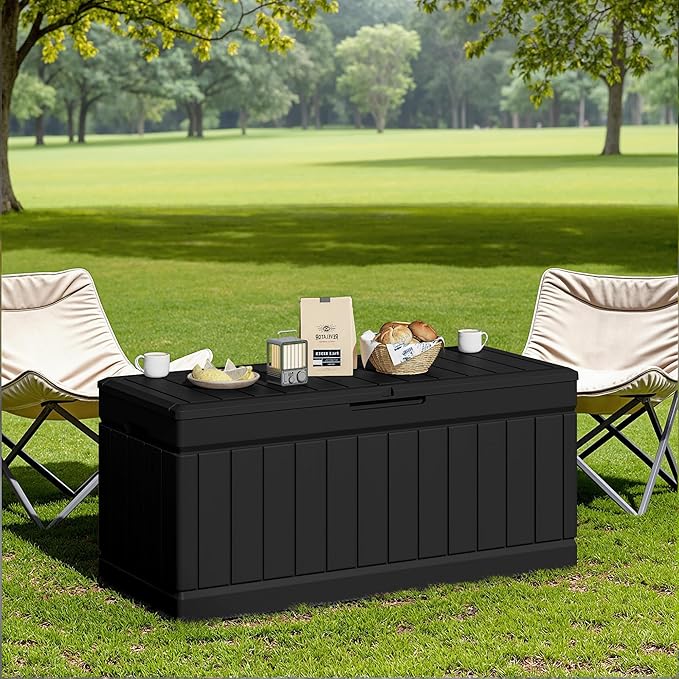 JUMMICO 78 Gallon Outdoor Deck Box Large Resin Storage Box - Image 7