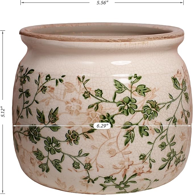 Vintage Country Ceramic Vase and Planters, 6.29 Inch Small Plant Pots - Image 7