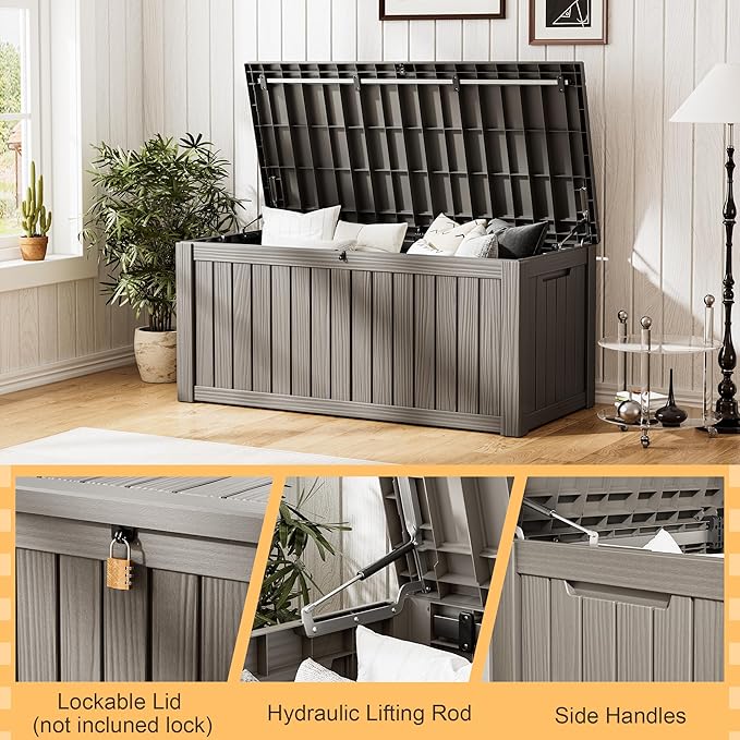Outdoor Storage Box, Resin Deck Boxes Indoor and outdoor, Waterproof Storage - Image 4