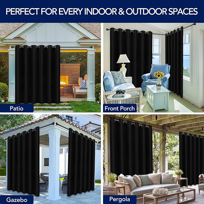 PureFit Outdoor Curtains for Patio Waterproof Weatherproof, UV and Fade - Image 5
