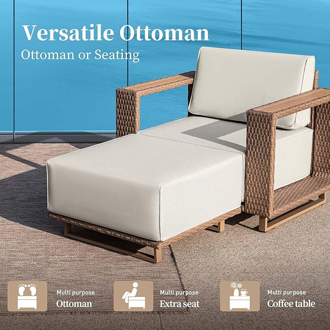 L Shaped Patio Furniture, Outdoor Rattan Wicker Sectional Sofa - Image 7