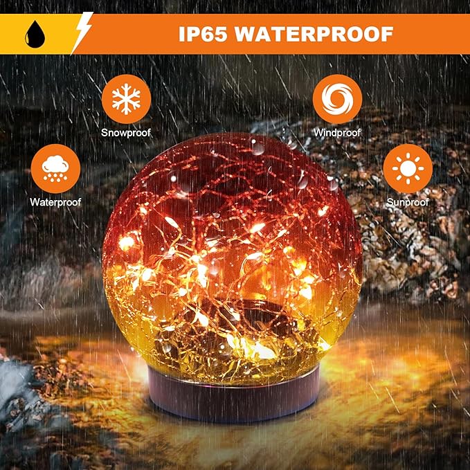 Solar Globe Lights Outdoor Waterproof-Solar Balls-Solar Garden Lights-Orbs - Image 2