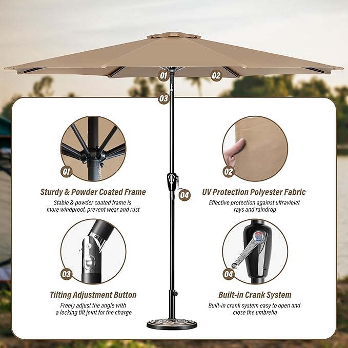 Simple Deluxe 9' Patio Umbrella Outdoor Table Market Yard Umbrella - Image 2