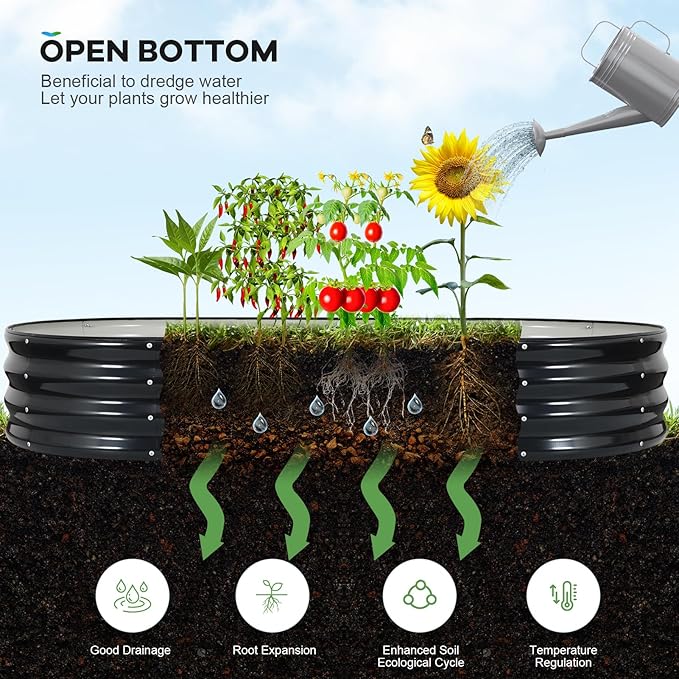 Galvanized Raised Garden Bed Outdoor, Rust-Resistant Garden Planter Box - Image 6