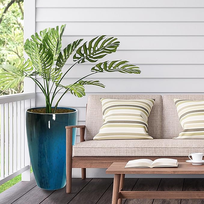 2 Packs 21 inch Tall Planter, Indoor Outdoor Round Planter - Image 2
