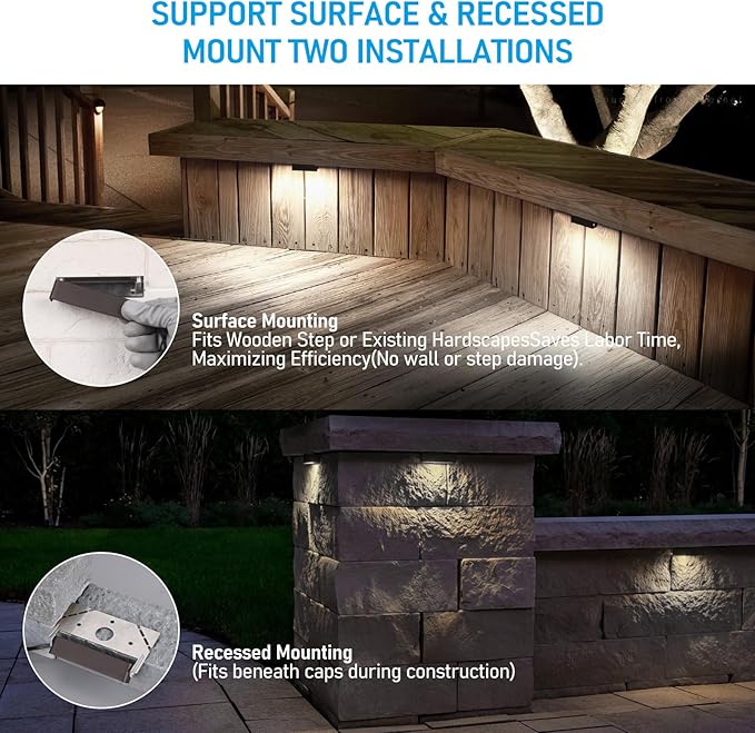 LEONLITE 8-Pack 4 Inch LED Hardscape Lighting, Update Retaining Wall Lights - Image 3