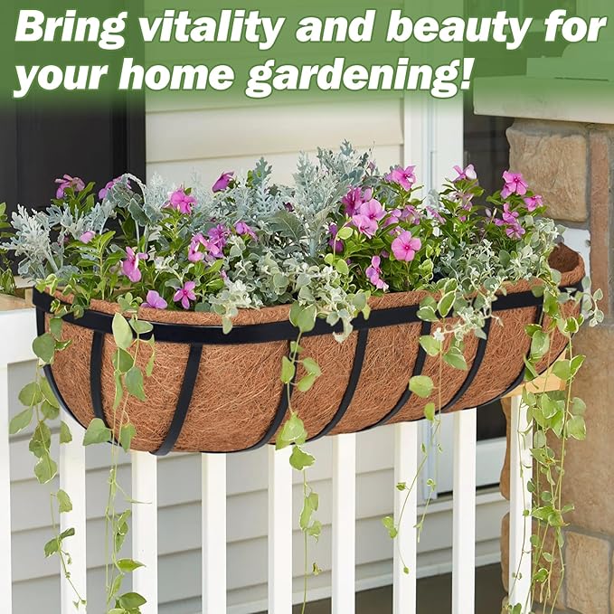 ZeeDix 24 Inch Railing Planter Box, 2 Pack Metal Window Boxes - Image 5