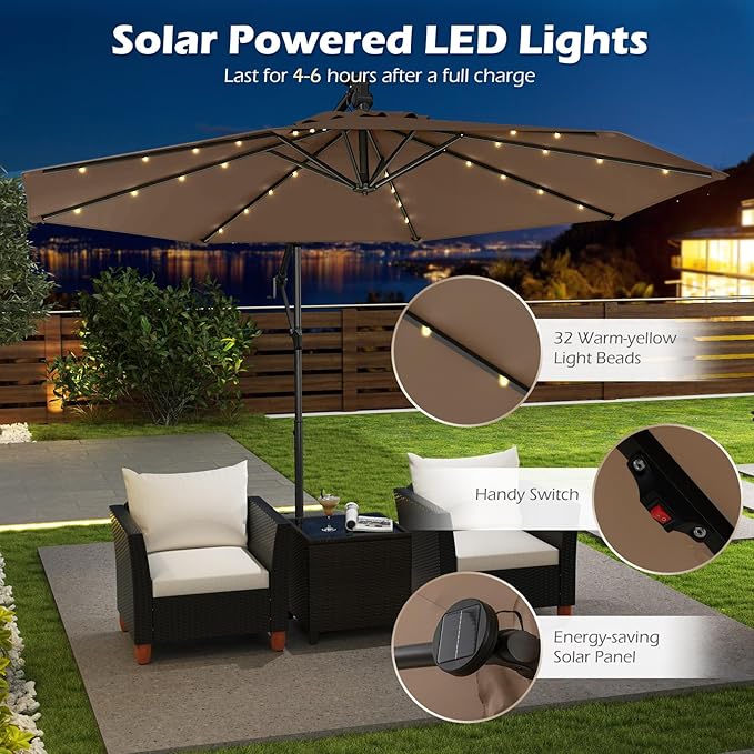Tangkula 10ft Solar LED Patio Umbrella - Image 6